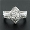 Image 2 : 10k White Gold 0.78 ctw Round Prong Diamond Marquise Shaped Cluster Promise Ring