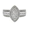 Image 4 : 10k White Gold 0.78 ctw Round Prong Diamond Marquise Shaped Cluster Promise Ring