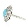 Image 6 : Antique Victorian 18k Gold Oval Cabochon Turquoise w/ Mine Cut Diamond Halo Ring