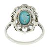 Image 7 : Antique Victorian 18k Gold Oval Cabochon Turquoise w/ Mine Cut Diamond Halo Ring