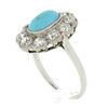 Image 9 : Antique Victorian 18k Gold Oval Cabochon Turquoise w/ Mine Cut Diamond Halo Ring