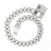 Image 4 : 14K White Gold 5 ctw Round Diamond Covered Cuban Curb Link 9mm Wide Chain Bracel
