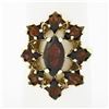 Image 1 : Vintage 14K Yellow Gold Marquise Prong Garnet Open Spray Flower Cocktail Ring