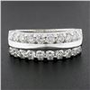 Image 2 : 14k White Gold 1.20 ctw Dual Row Round Diamond w/ Polished Center Wide Band Ring