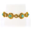 Image 2 : Vintage Handmade 18k Gold.45 ctw Diamond & Turquoise Textured Domed Link Bracele