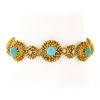 Image 3 : Vintage Handmade 18k Gold.45 ctw Diamond & Turquoise Textured Domed Link Bracele