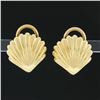 Image 2 : Craig Drake 18K Yellow Gold Polished Grooved Sea Shell Clip On Earrings