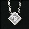 Image 3 : NEW 14k White Gold 0.59 ctw Princess Cut Bezel Diamond Solitaire Pendant Necklac
