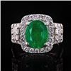 Image 1 : 3.45 ctw Emerald and 1.37 ctw Diamond Platinum Ring