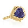 Image 5 : Vintage Victorian Revival 14k Gold Dual Amethyst Bead Work Twin Heart Dome Ring