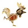 Image 3 : Vintage 14k Gold Banded Agate & Multicolor Enamel Running Rooster Pin Brooch