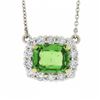 Image 5 : NEW Plat. 18k Gold GIA Cushion Tsavorite Solitaire Diamond Halo Pendant Necklace