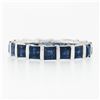 Image 5 : Platinum 4.45 ctw Square Step Cut Sapphire Bar Channel Eternity Stack Band Ring