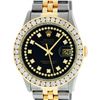 Image 1 : Rolex Mens Two Tone Black String 3CTW Channel Set Diamond Datejust Wristwatch 36