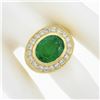 Image 3 : NEW 18k Gold 7.70 ctw GIA Oval Bezel Emerald & Diamond Hammered Wide Cocktail Ri