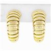 Image 1 : FRED 14K Yellow Gold Graduated Grooved Polished Hoop Huggie Clip On Earrings