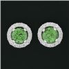 Image 2 : NEW 18k White Gold 2.55 ctw Round Brilliant Tsavorite Stud Earrings & Diamond Ha
