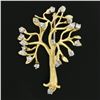Image 2 : Textured 18K TT Gold 1.0 ctw Prong Set European Diamond Tree Branch Pin Brooch