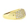 Image 5 : 18K Yellow Gold GIA Bezel Triangular Ruby Solitaire Pave Diamond Dome Band Ring