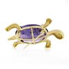 Image 4 : Vintage 14k Yellow Gold Oval Purple Stone Detailed Turtle or Tortoise Pin Brooch