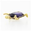 Image 5 : Vintage 14k Yellow Gold Oval Purple Stone Detailed Turtle or Tortoise Pin Brooch