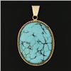 Image 2 : Vintage 14k Gold Oval Cabochon Bezel Set Turquoise w/ Twisted Wire Frame Pendant