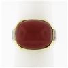 Image 1 : Vintage 18K Yellow Gold FINE GIA Cabochon Orangy Red Coral Baguette Diamond Ring