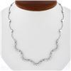 Image 1 : 14K White Gold 16.5" 2.50 ctw Round Brilliant Bezel Diamond Wavy Link Necklace
