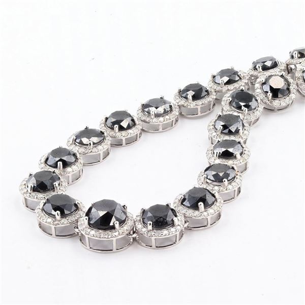 67.38 ctw Fancy Black Diamond and 8.30 ctw Diamond 14K White Gold Necklace