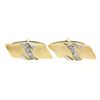 Image 1 : Men's 14K TT Gold 0.10 ctw Pave Diamond Textured Wrapped Bar Swivel Cuff Links