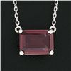 Image 3 : NEW 14k White Gold 1.50 ctw Rectangular Step Cut Garnet Solitaire Pendant Neckla