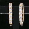Image 2 : NEW 14k Rose Gold 0.28 ctw Pave Round Diamond 12.6mm Petite Huggie Hoop Earrings