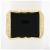Image 1 : Men's Vintage 14K Yellow Gold Rectangular Black Onyx w/ Textured Sides Wide Ring