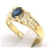 Image 3 : 18k Yellow Gold .94 ctw Solitaire Oval Sapphire w/ Baguette & Round Diamond Ring