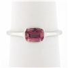 Image 1 : 18k White Gold 0.81 ctw GIA Cushion Padparadscha Sapphire Bezel Solitaire Ring