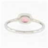 Image 7 : 18k White Gold 0.81 ctw GIA Cushion Padparadscha Sapphire Bezel Solitaire Ring
