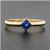 Image 2 : Simple Petite 14k Gold 0.32 ctw Square Step Cut Bezel Set Sapphire Solitaire Rin