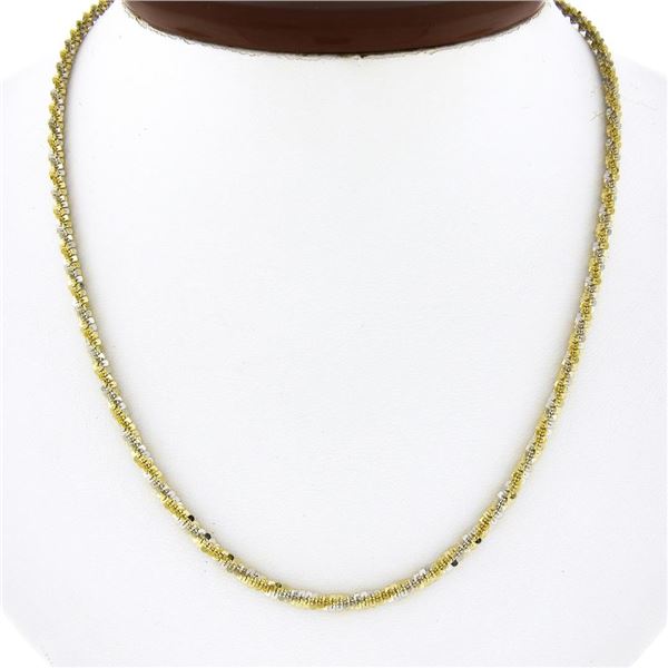 14k Two Tone Gold 17" 3.1mm Fancy Polished Unique Twisted Link Chain Necklace