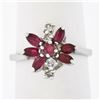 Image 1 : Vintage 14K White Gold 0.80 ctw Ruby & Diamond Petite Tiered Spray Cluster Ring