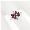 Image 3 : Vintage 14K White Gold 0.80 ctw Ruby & Diamond Petite Tiered Spray Cluster Ring