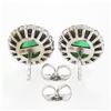 Image 3 : NEW 18k White Gold 1.72 ctw Round Cabochon Emerald w/ Diamond Halo Stud Earrings