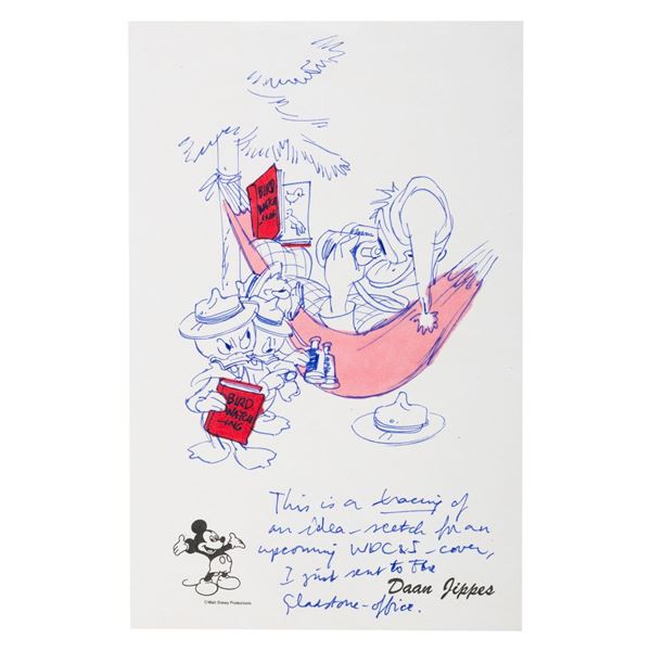 A Donald Duck & Nephews Tracing Signed By Daan Jippes.