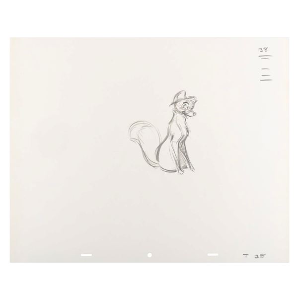 A "Fox and the Hound" Tod Drawing Signed by Michael Cedeno.