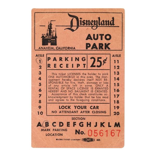An Early Disneyland Parking Receipt.