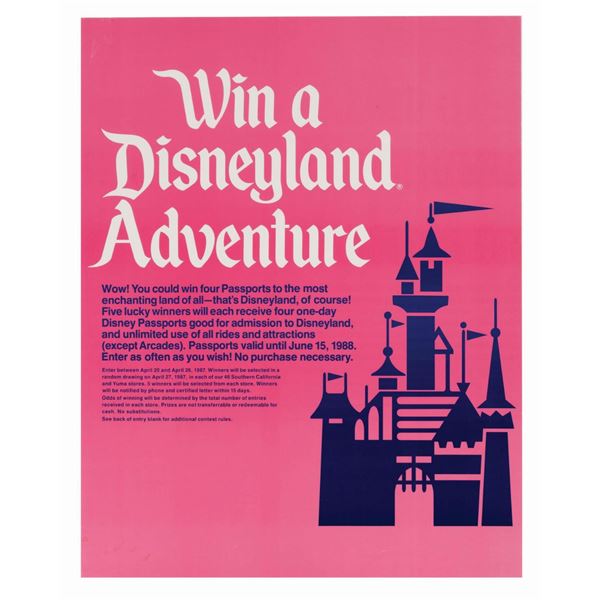 A Win a Disneyland Adventure Contest Poster.