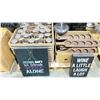 Image 2 : PALLET OF COMMERCIAL WINE TASTING GLASSES WITH TRAYS, ASSORTED WINE SIGNS, GLASSES, & DISH TRAYS