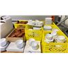 Image 2 : PLASTIC CRATES OF ASSORTED COMMERCIAL WHITE DISHWARE & BROWN RAMEKINS *PLASTIC CRATES INCLUDED*