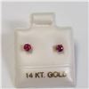 Image 1 : 14K Gold Ruby 3Mm Earrings, Made in Canada, Suggested Retail Value $200