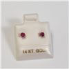 Image 3 : 14K Gold Ruby 3Mm Earrings, Made in Canada, Suggested Retail Value $200