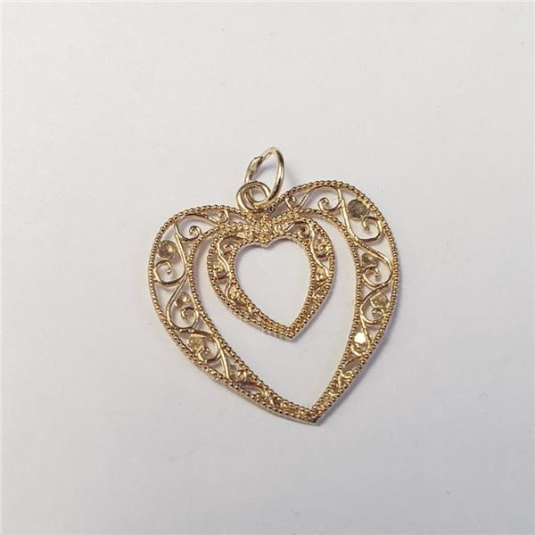 14K Yellow Gold 0.59G Heart Pendant, Suggested Retail Value $300